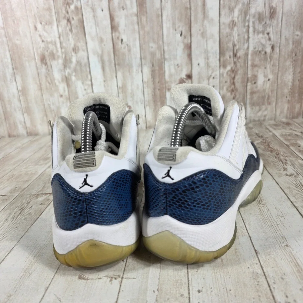 Kids Air Jordan 11 Retro Low Concord Snakeskin White Navy‎ Blue Youth 7Y